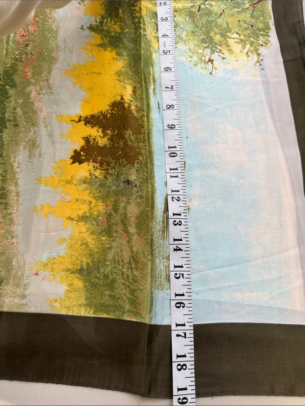 Silk Scarf Shawl Multicolor Landscape Print Lightweight Wrap Elegant Chic - Picture 12 of 13